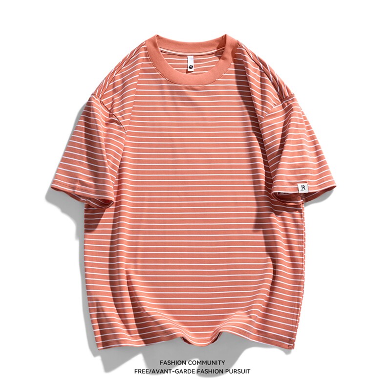 抖音天猫得物品质200克cityboy时尚夏季条纹百搭短袖T恤TX232-P40,男装T恤,星座1109
