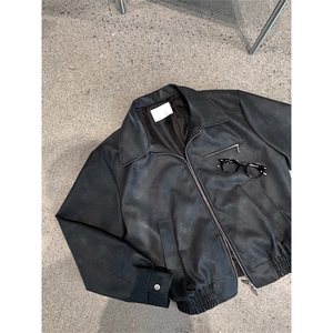 706-2-CPY077-P95  现货  高质量  男士宽松PU皮夹克痞帅皮衣外套图片