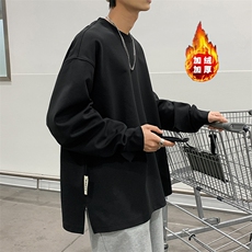 W2259加绒-P53秋冬圆领重磅大码男潮ins开叉宽松加绒加厚卫衣，男装卫衣，星座109