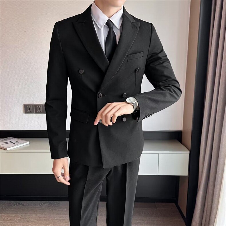 25年轻熟风双排扣西服新郎伴郎男痞帅青年休闲西装外套韩版~XY220,男装西服,星座601-1
