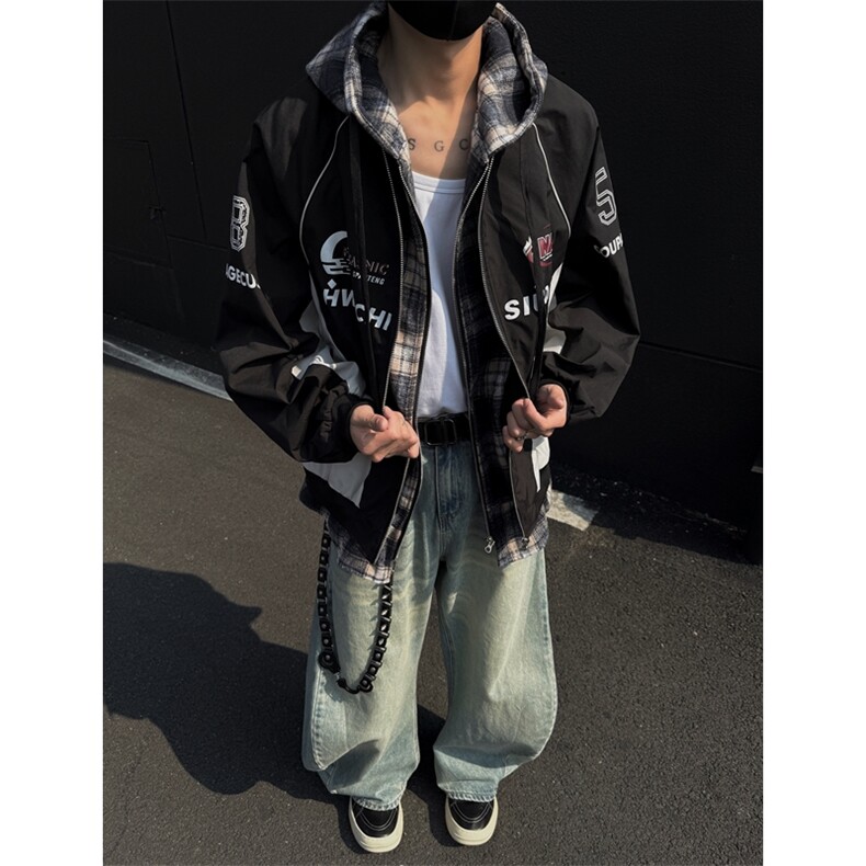 档口图春秋款假两件夹克格子内衬棒球服外套J2540-P90,男装夹克,星座1213
