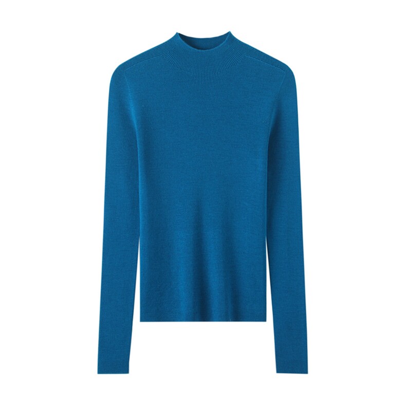 2025年秋季时尚百搭通勤简约休闲无缝一体修身半高，女装羊毛衫，朝思羊绒