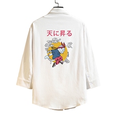QC58012-P45亚七分袖衬衫男大码五分袖衬衣男短袖砖墙挂拍，男装衬衫，电商A040A