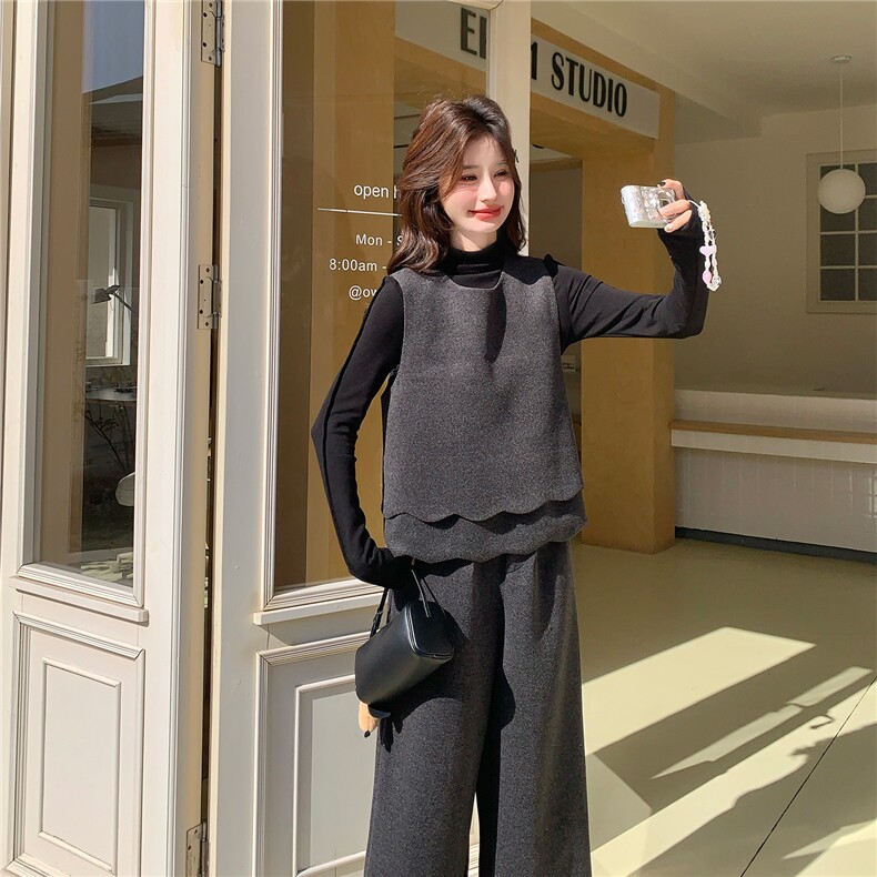 2026春装新款气质叠穿背心T恤阔腿裤三件套女603-P205-K328,女装套装/套裙,2C126