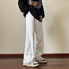美式牛仔裤男士设计感vibe潮流高街宽松微喇直筒长裤81666-p48，男装牛仔裤，星座1008