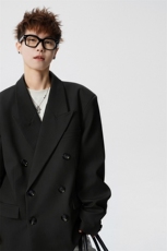 双排扣大码M-5XL西服男成分96%聚酯纤维4%氨纶XF78127P85控128，男装西服，星座226-1