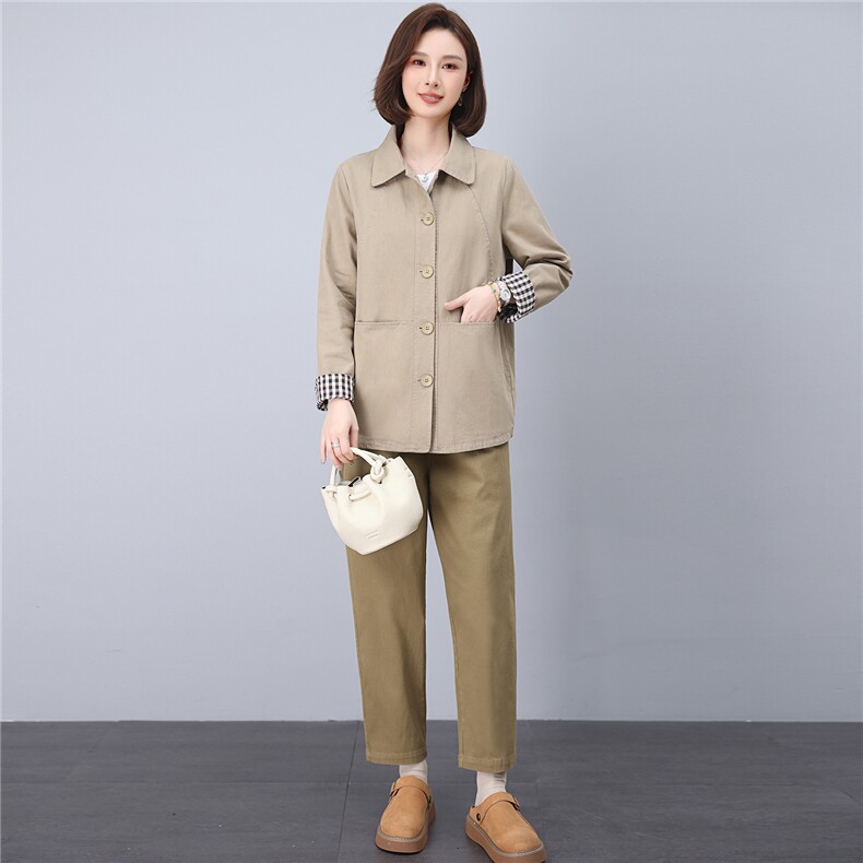 2026春秋季时尚简约大方气质优雅显瘦休闲潮流纯色两件套,女装套装/套裙,独衣靓