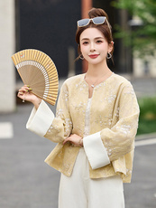 新中式国风刺绣短款外套女2025夏季新款小个子洋气减龄气质上衣女，女装短外套，美沁