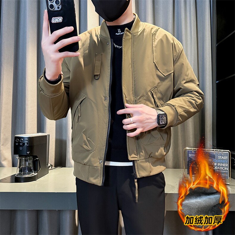 美式棒球领飞行夹克高街加绒加厚大码外套棉衣JK2408加绒P88,男装夹克,星座301B-1