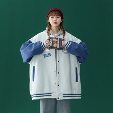 中性风2023秋季新品港风原宿潮牌印花棒球服夹克外套G86p65控78，男装夹克，A247A