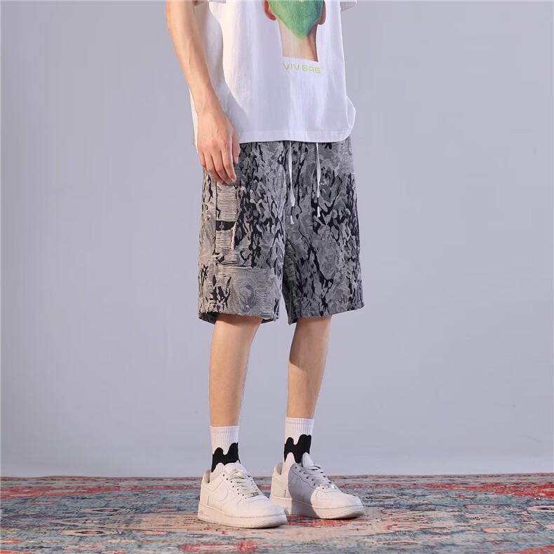 夏季薄款六兜牛仔短裤男士五分裤休闲修身高弹力提花A001-P39,男装休闲裤,星座1109-3