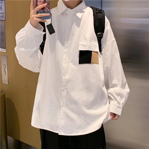 长袖衬衫春款男港风潮流C725P32图片