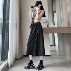 夏季新款莱赛尔仿牛仔半身裙裤清凉透气户外长款A字伞裙，女装半身裙，梦白服饰厂