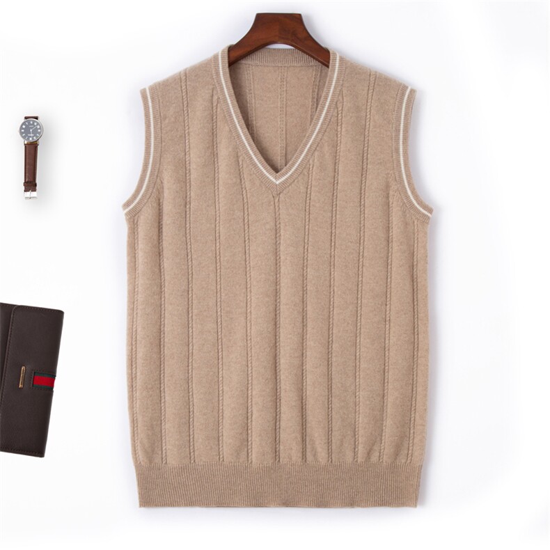 时尚男士V领休闲马甲秋季新款无袖针织背心修身百搭毛衣外套，男装背心/马甲，端硕羊绒