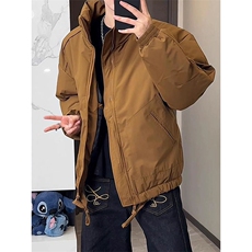 现货冬季美式休闲加厚雪山外套夹克立领纯色三防户外工装棉服，男装夹克，电商A486