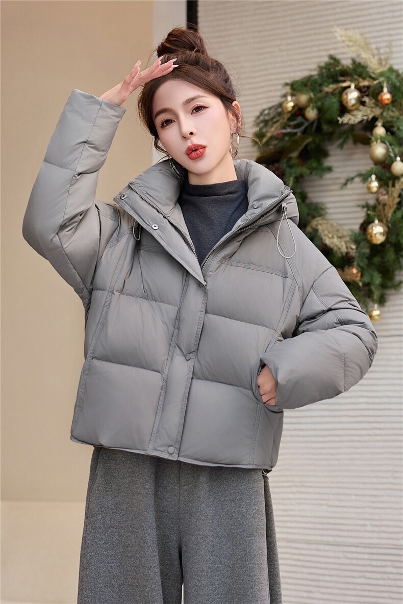 2026冬新款泡芙90绒连帽加厚保暖面包服短外套,女装羽绒服,瑶迪依秀