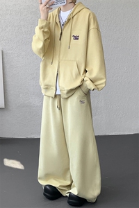 麂皮绒连帽卫衣运动套装男校园风运动服两件套学生班服TZ115-P128图片