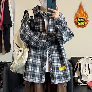 秋冬休闲潮流格子衬衫保暖加厚打底衫男C2158-特P32/C9732-特P40