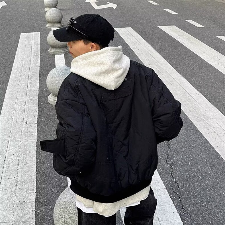 灰色飞行员夹克棉衣男女秋冬季新款冲锋衣休闲小众设计感外套情侣,男装夹克,星座1210-1