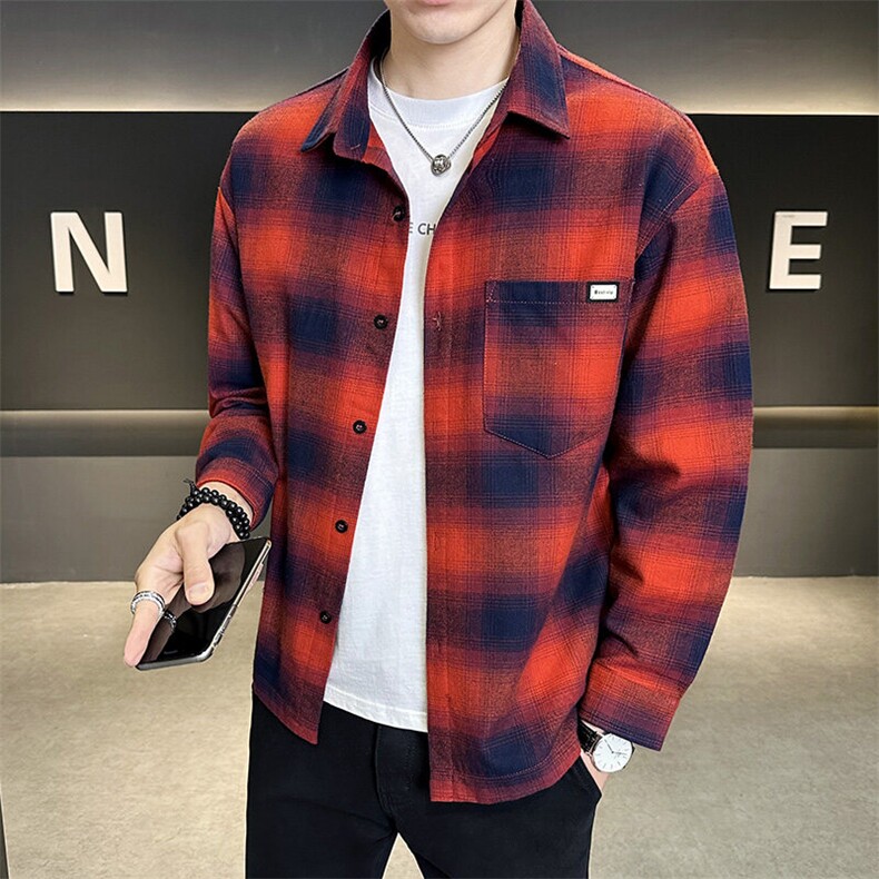 C317-6701-P952025春季新款千鸟格衬衫式夹克薄款情侣外套男,男装夹克,电商C317