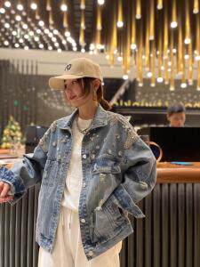 手工订珠牛仔外套，女装，跳跳谷