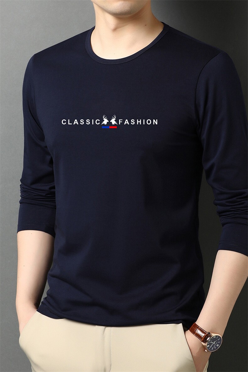 G5510男士长袖T恤2022秋季新款简约商务休闲修身体恤P38,男装T恤,电商B360