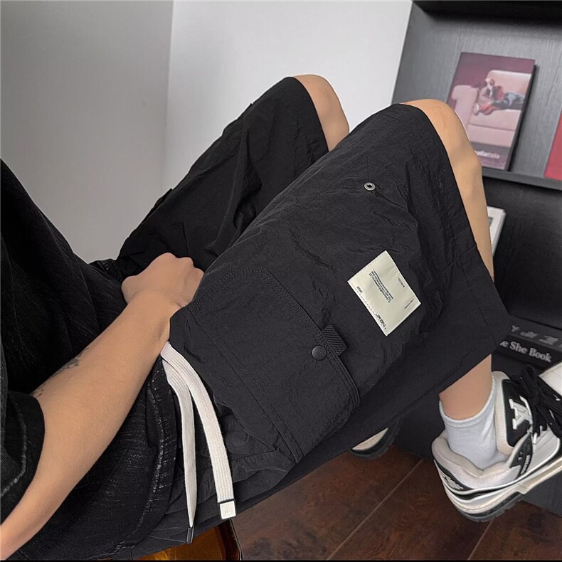 FAFC夏季美式复古工装短裤男款潮牌速干宽松直筒大口袋休闲五分裤，男装牛仔裤，四季星座505