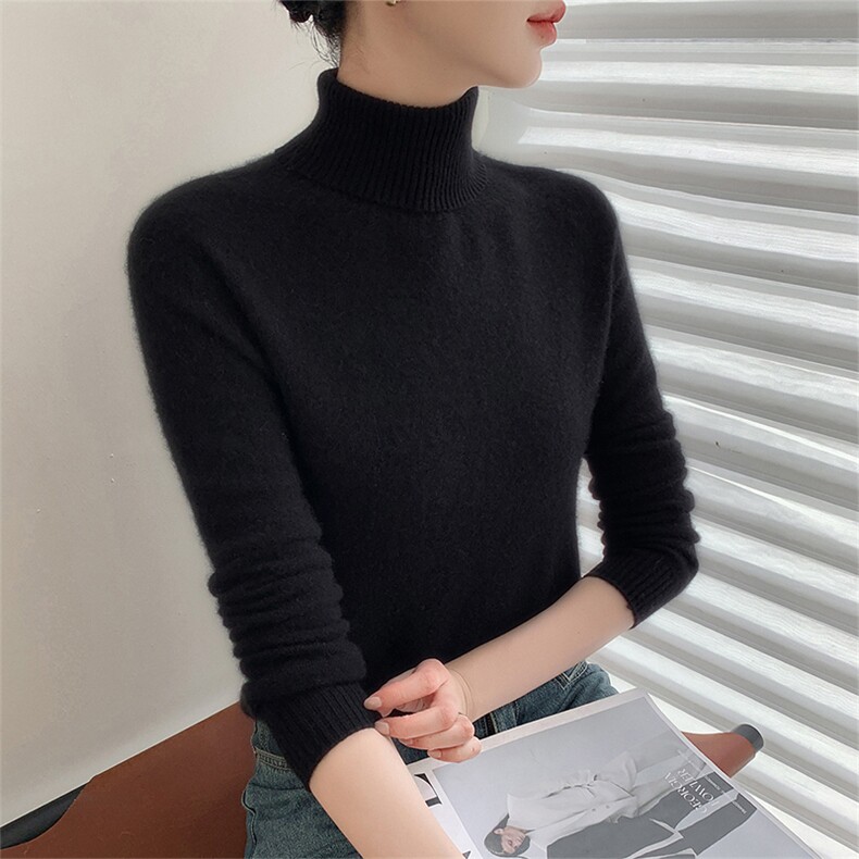 秋季新款纯色针织翻领套头上衣时尚百搭,针织衫/毛衣,思牵羊绒