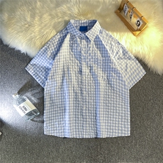 B413-1-CS332格子衬衫男口短袖夏季薄款休闲衬衣帅气潮流寸衫控69，男装衬衫，电商B413-1