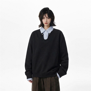 假两件衬衫领长袖薄款卫衣春季男士美式上衣女 C61324-TP4589图片