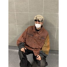 潮牌做旧水洗牛仔外套长袖休闲复古夹克情侣上衣男，男装工装外套，星座716-4