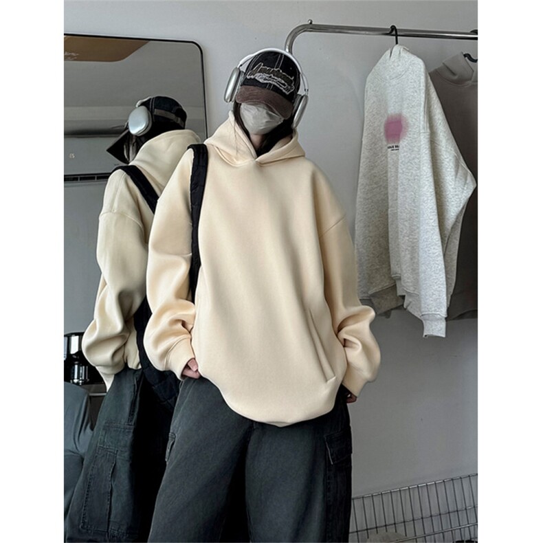 抖音得物二开支持退换480克重磅双面德绒加厚加绒连帽卫衣WDR11,男装卫衣,电商A486