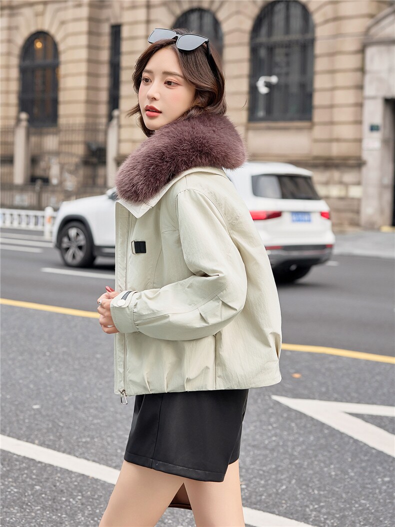 2026年冬季时尚修身可脱卸毛领棉衣棉服女,女装棉衣/棉服,微微衣阁
