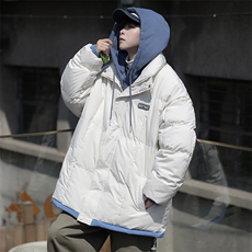 冬季2023新款加厚学生面包棉衣情侣外套假两件棉服棉袄W6207-P90，男装棉衣，星座512-2