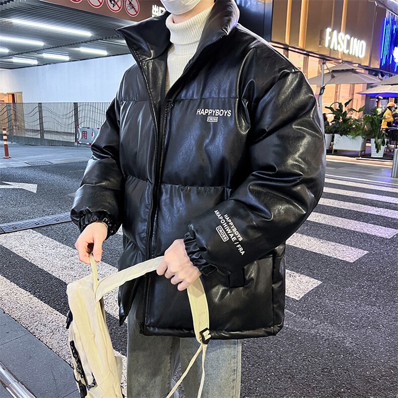 新款立领pu皮印花棉衣男秋冬季加厚面包服外套保暖棉服MY613-P115,男装棉衣,星座505-3