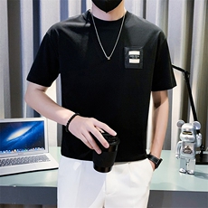 2025新款夏季短袖T恤男潮牌绣标圆领半袖体恤A313-1-32338-P48，男装T恤，电商A313-1