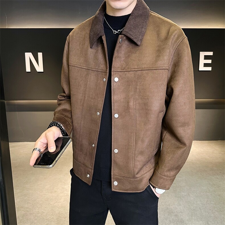 JK903-P150鹿皮绒男士外套春秋季2025新款休闲老钱风夹克，男装皮衣，星座507A（原星座306B-2）