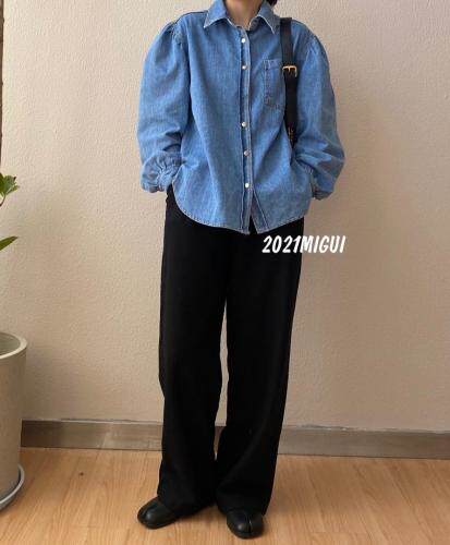 【现货】泡泡袖设计风格水洗牛仔外套布料超软舒适休闲时尚?，女装，米轨