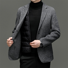 M3807-28钱塘2020-3冬季厚款商务休闲百搭中年男士毛呢外套P345，男装毛呢大衣，钱塘207-3