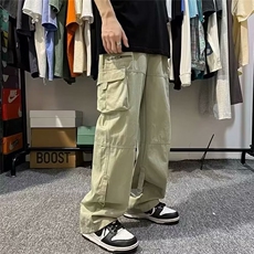 复古休闲秋冬新款做旧水洗直筒宽松显瘦阔腿裤子拖地裤潮，男装休闲裤，星座1210-1
