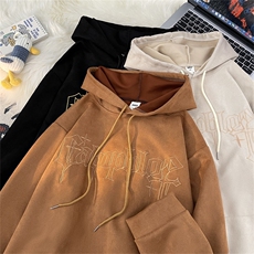 高品质秋款男连帽卫衣字母十字架刺绣夹克宽松加厚外套WY603P50，男装卫衣，星座1013-1