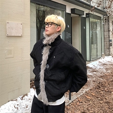 座山雕[网图]做旧麂皮棉服毛领加厚立领外套男5D1198-TP105控178，男装棉衣，电商A102