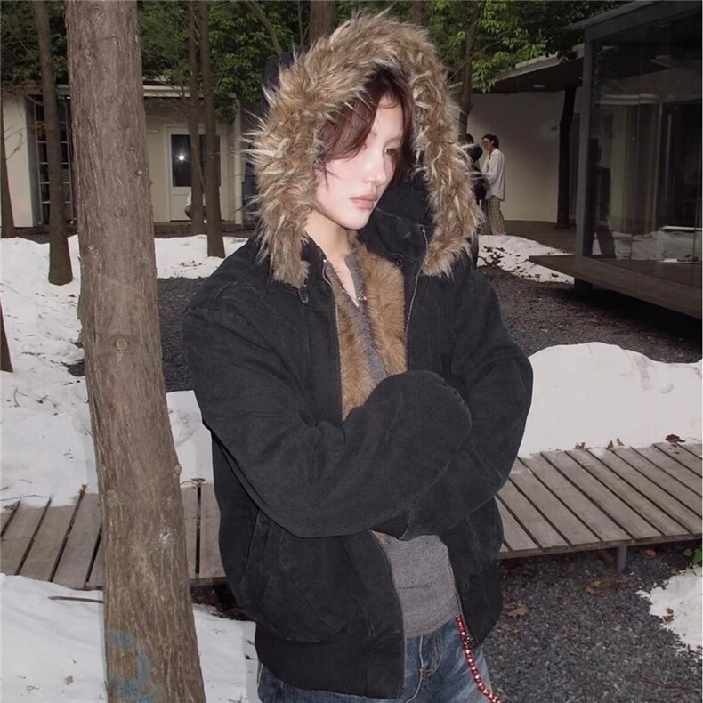 现货美式宽松加厚大毛领座山雕短款棉服8222/P120,男装棉衣,星座205-3