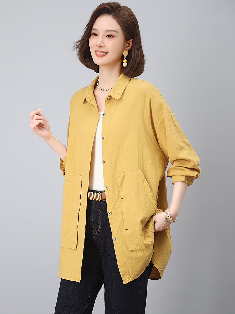 衬衫女2025春秋新款时尚洋气纯色气质减龄小个子妈妈休闲长袖上衣,女装衬衫,江忆布依