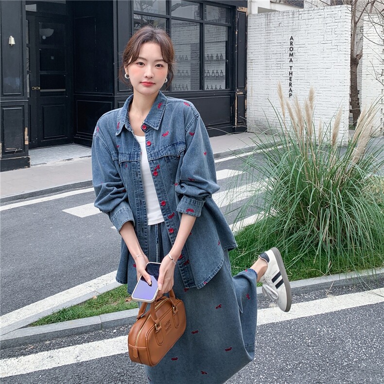26春季新款牛仔刺绣两件套6670-P195-K298,女装套装/套裙,2C317