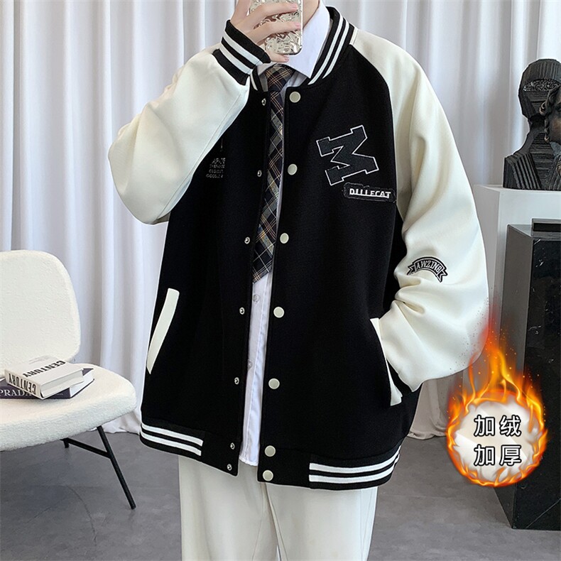 2023秋装新品青少年夹克棒球服潮加绒加厚印花外套男士 2116-P65图片
