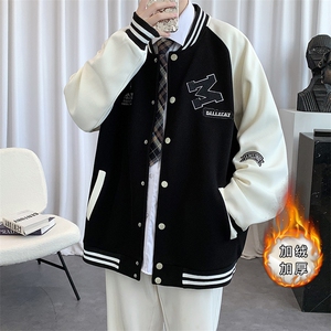2023秋装新品青少年夹克棒球服潮加绒加厚印花外套男士 2116-P65图片