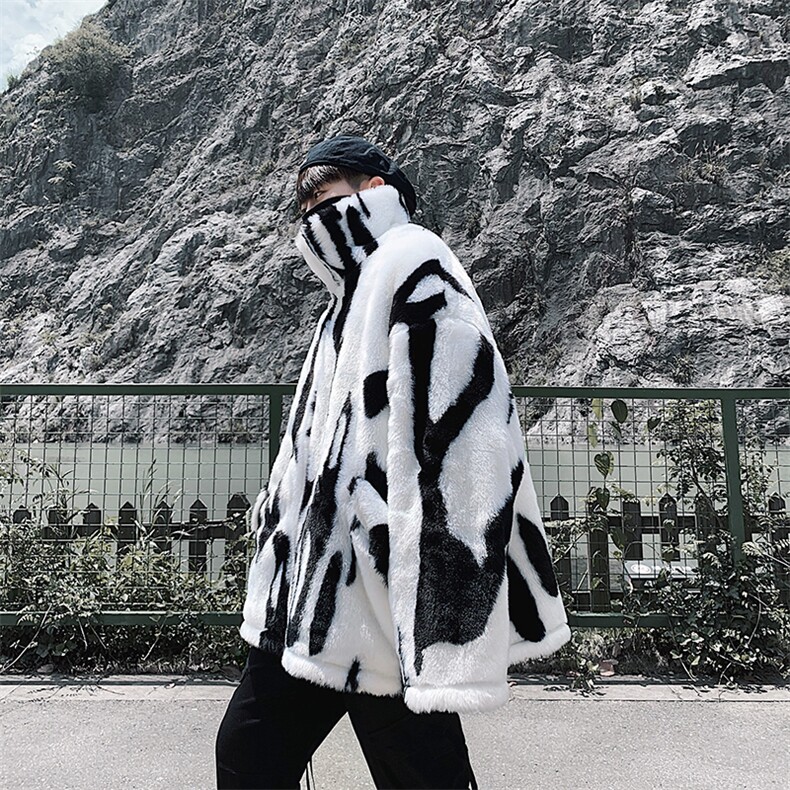 2020新冬季宽松仿皮草潮流大码座山雕潮棉衣男外套 mj371图片