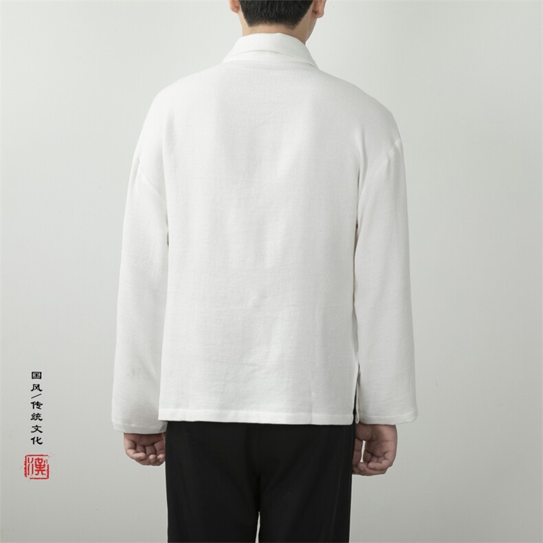 2025秋冬新款风男装棉麻男士汉服改良男装道袍外套C066P80,男装民族服装,钱塘802