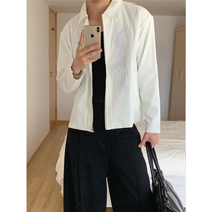 新中式雕花刺绣西装外套男秋季老钱风短款夹克cleanfit翻领棒球服图片